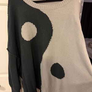 Dressed in LALA Yin Yang Sweater in Black and Cream
